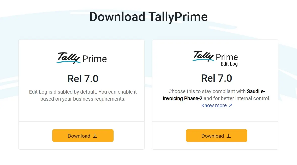 tally download step 2 choose version of tally