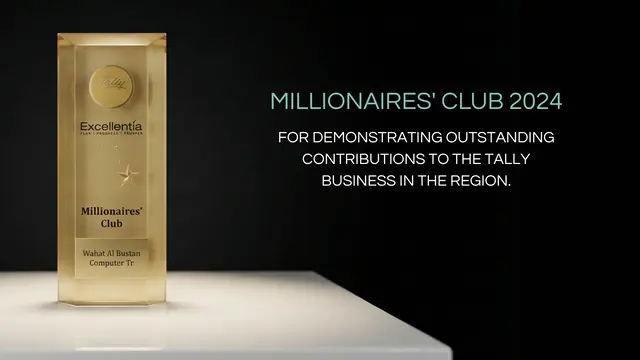 Tally Excellentia Millionaires' Club 2024 trophy for outstanding contributions to the Tally business in the region