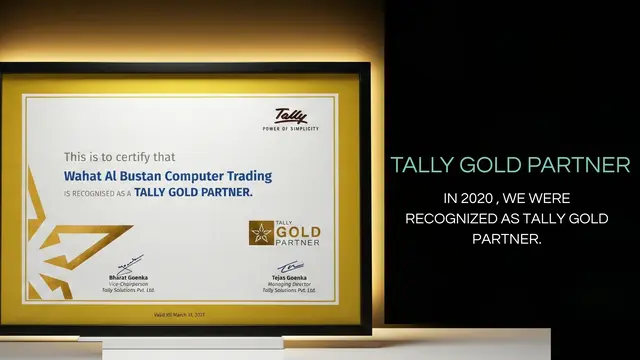 Tally Gold Partner certificate 2020 for Wahat Al Bustan Computer Trading